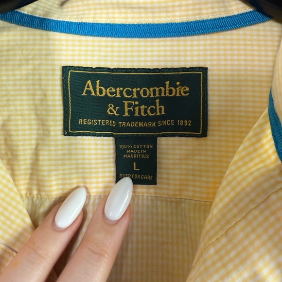 Y2K Abercrombie & Fitch Plaid Yellow Button Down Shirt - Picture 5 of 8